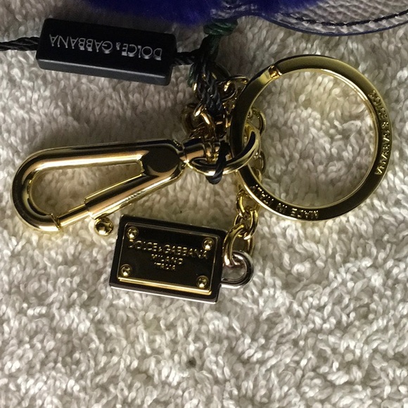 Dolce&Gabbana Blue Fur 'Blueberry' Motif Bag Charm with Goldtone Hardware (6.3") - Picture 4 of 7